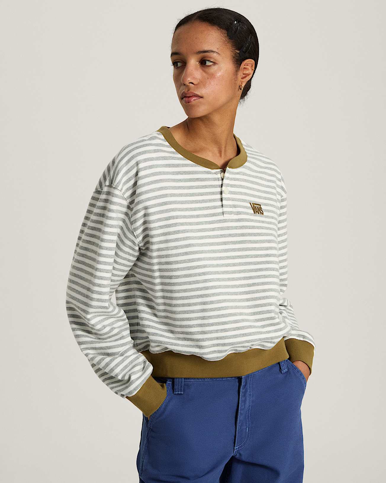 Tshirt Molly Long Sleeve Henley VANS Gris ALT2