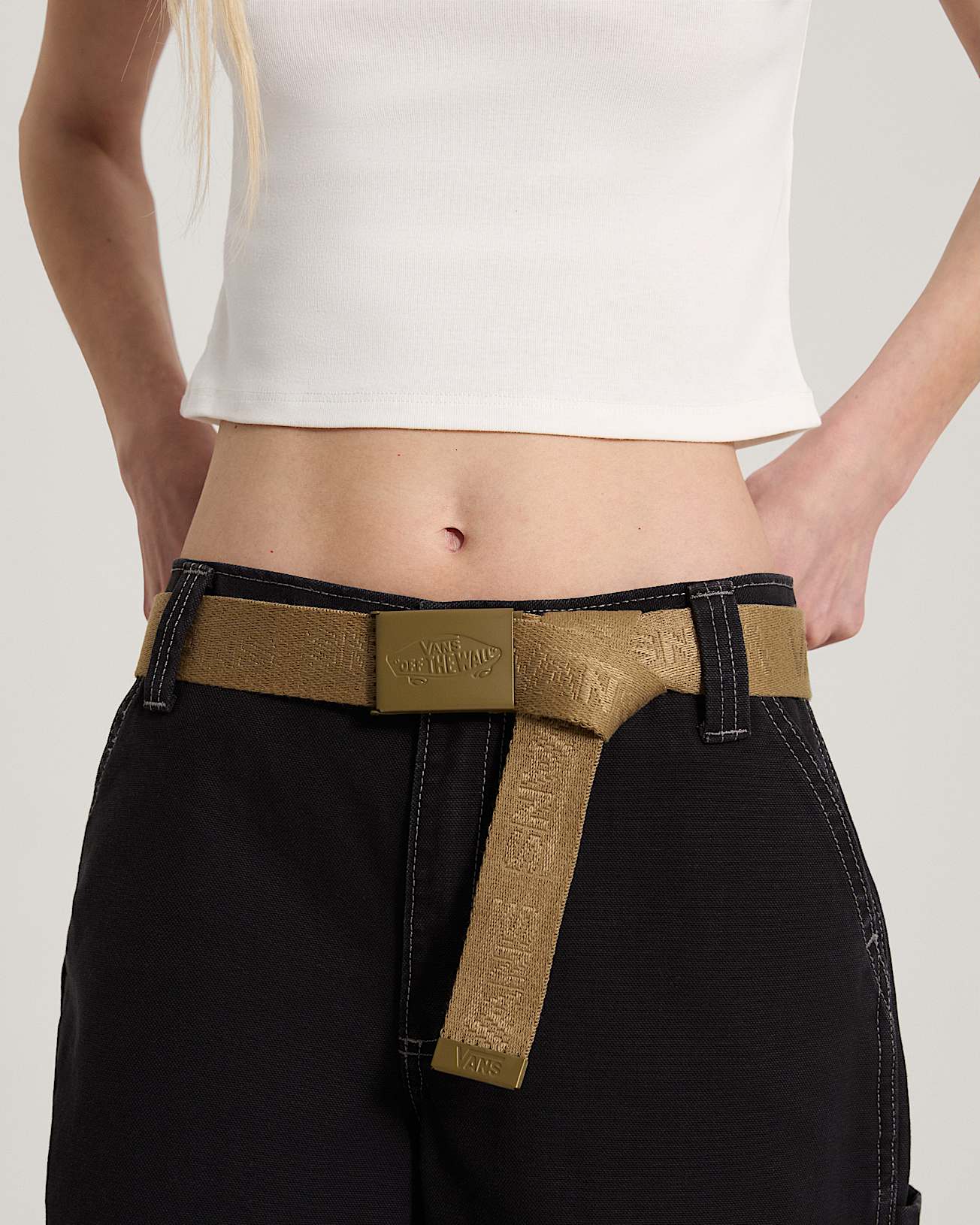 Drop V Web Belt Olive Brown VANS Beige ALT2