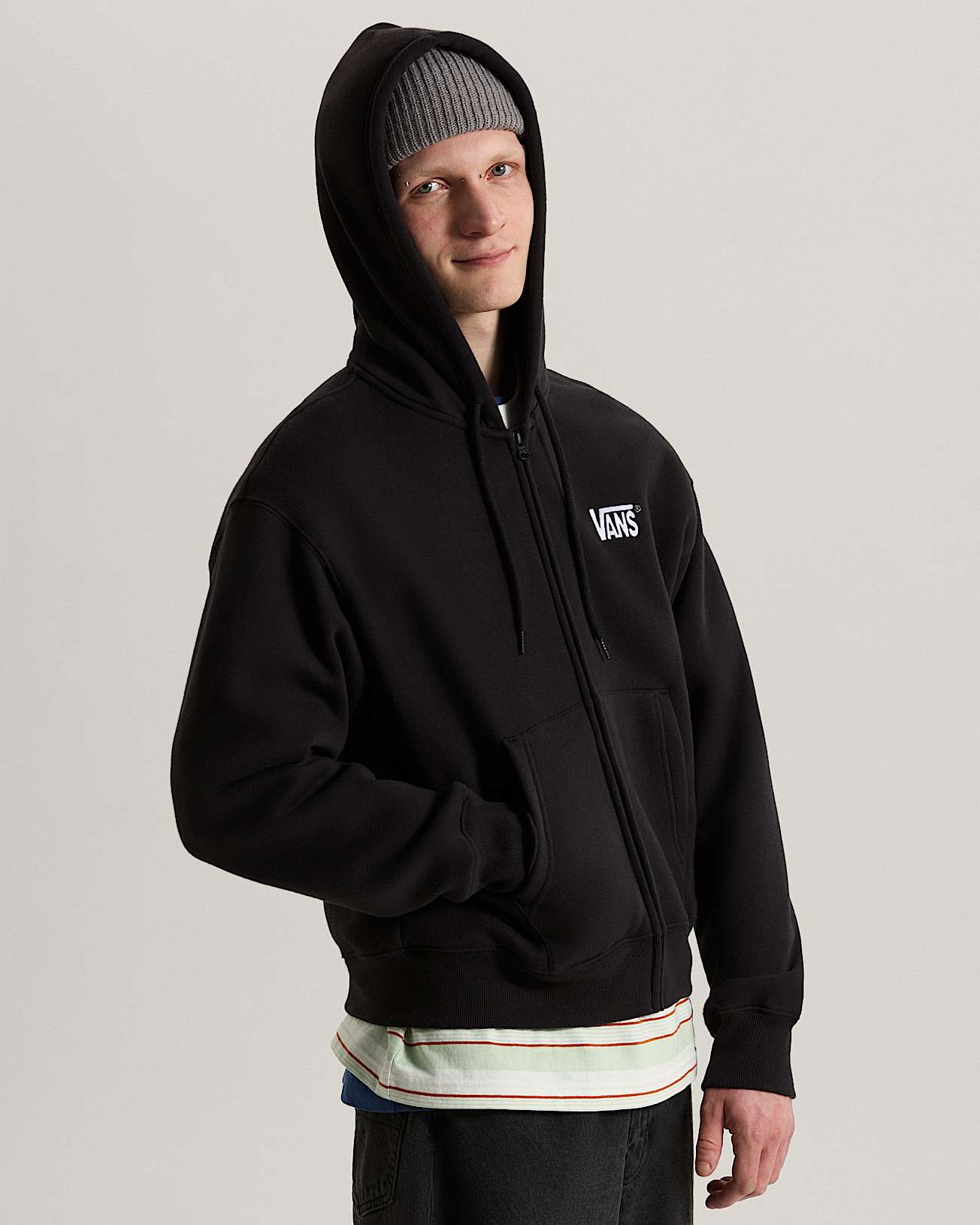 Stretch Logo Zip Pullover Hoodie VANS Black ALT2