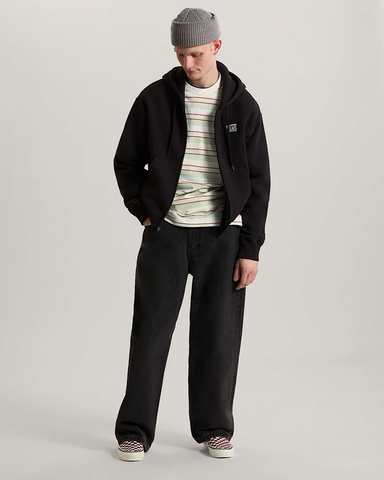 Stretch Logo Zip Pullover Hoodie VANS Black ALT5