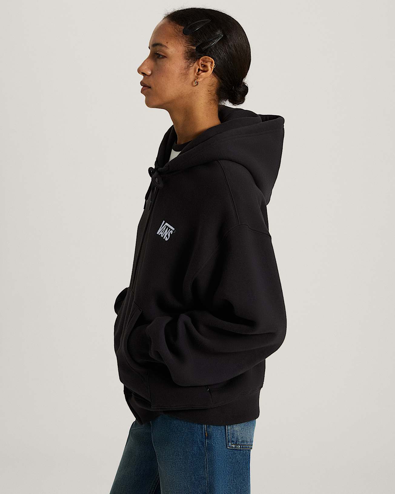 Stretch Logo Zip Pullover Hoodie VANS Black ALT8