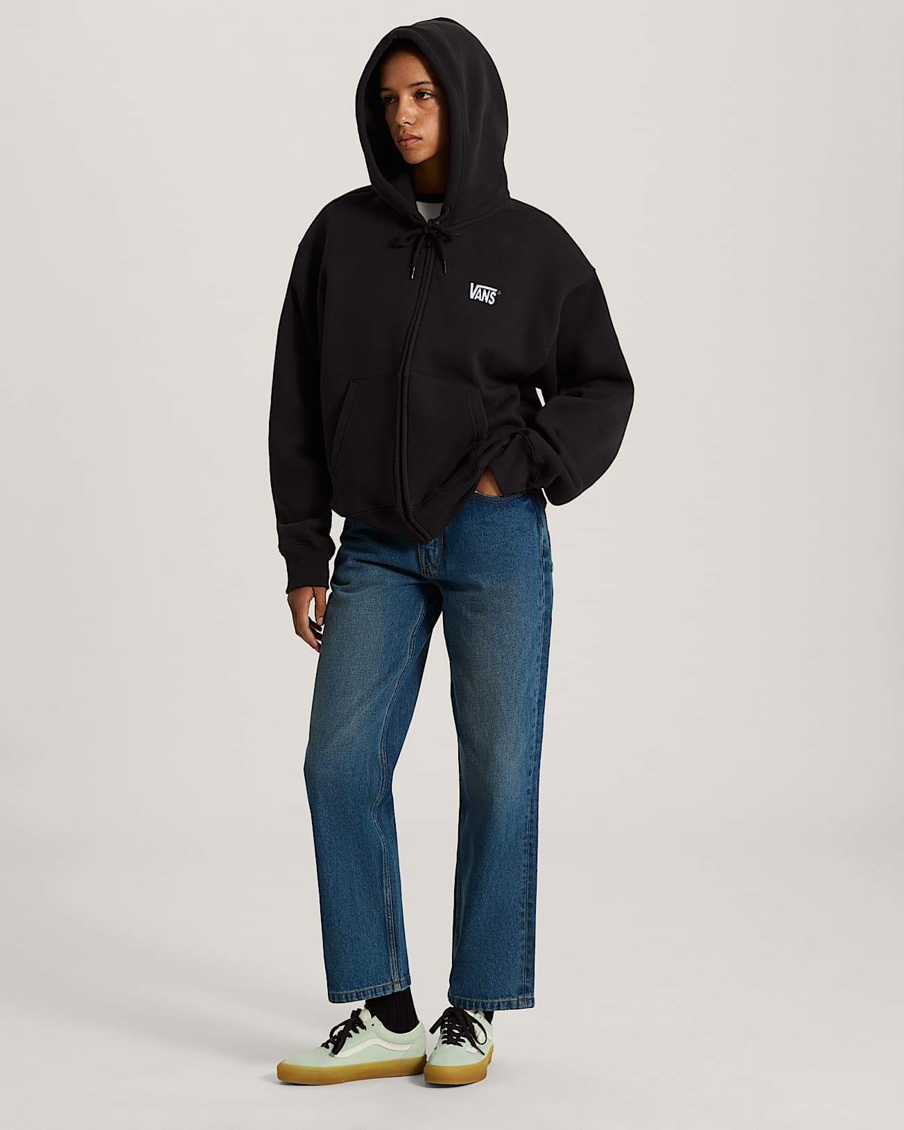 Stretch Logo Zip Pullover Hoodie VANS Black ALT9