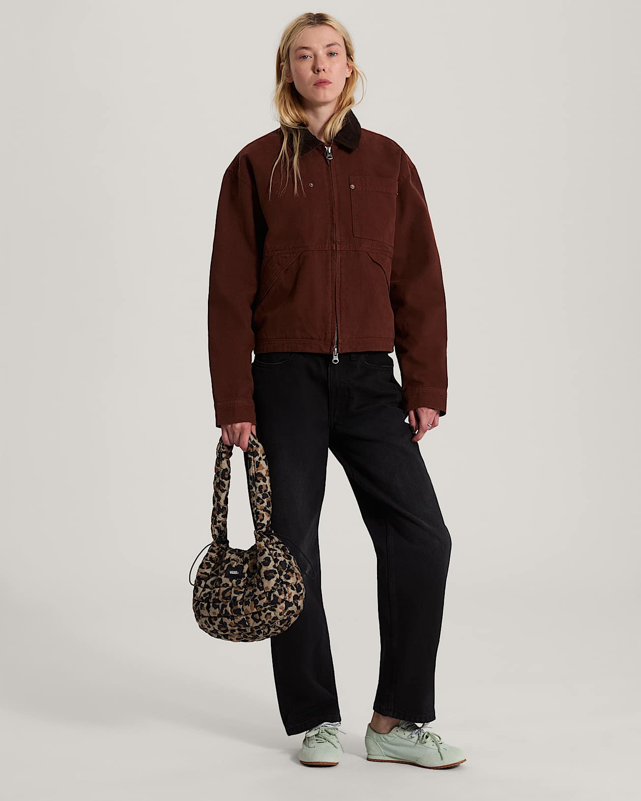 Nicola Cropped Chore Canvas Jacket Brown Earth VANS Brown ALT5