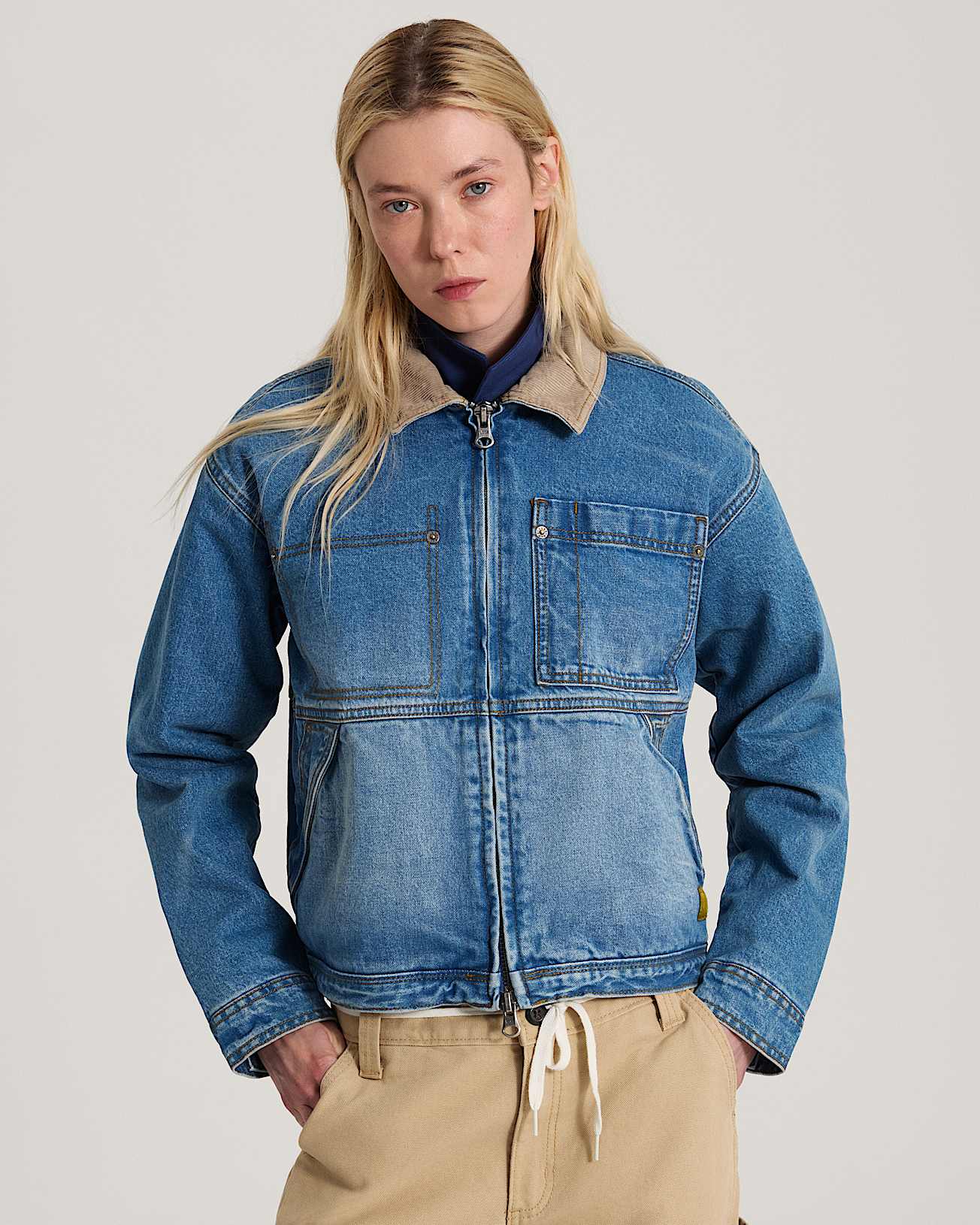 Nicola Cropped Chore Denim Jacket VANS Blue ALT2