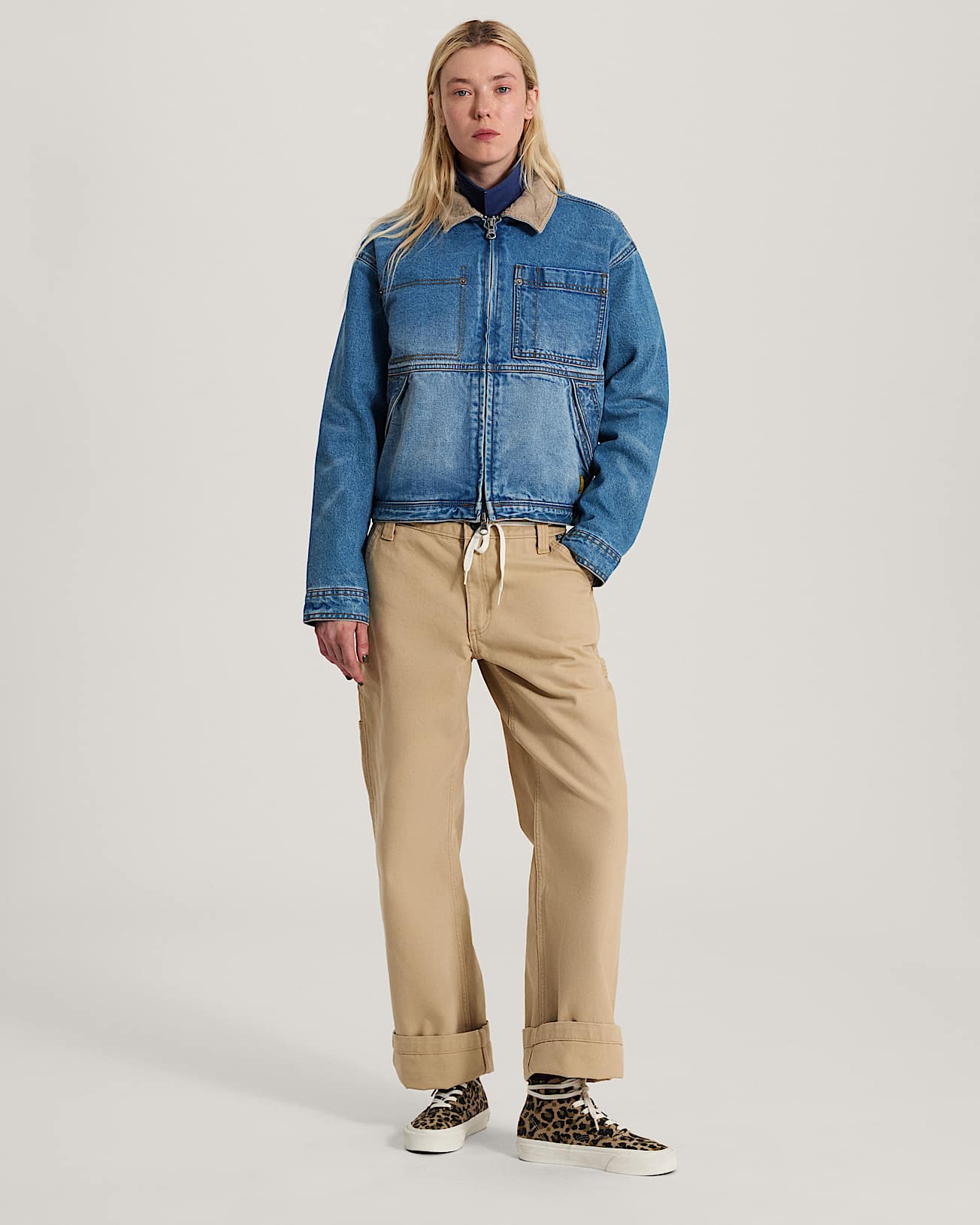 Nicola Cropped Chore Denim Jacket VANS Blue ALT5