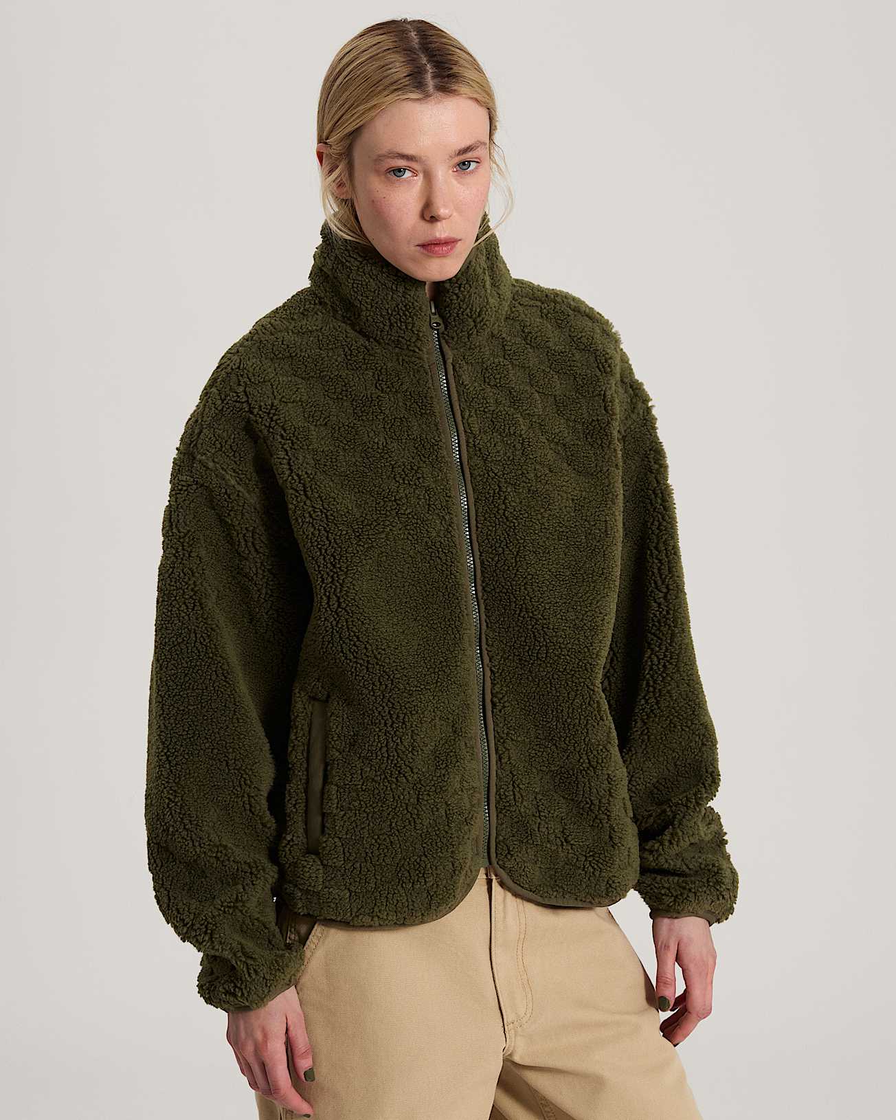 Queens High Pile Jacket Mossy Olive VANS Vert ALT2