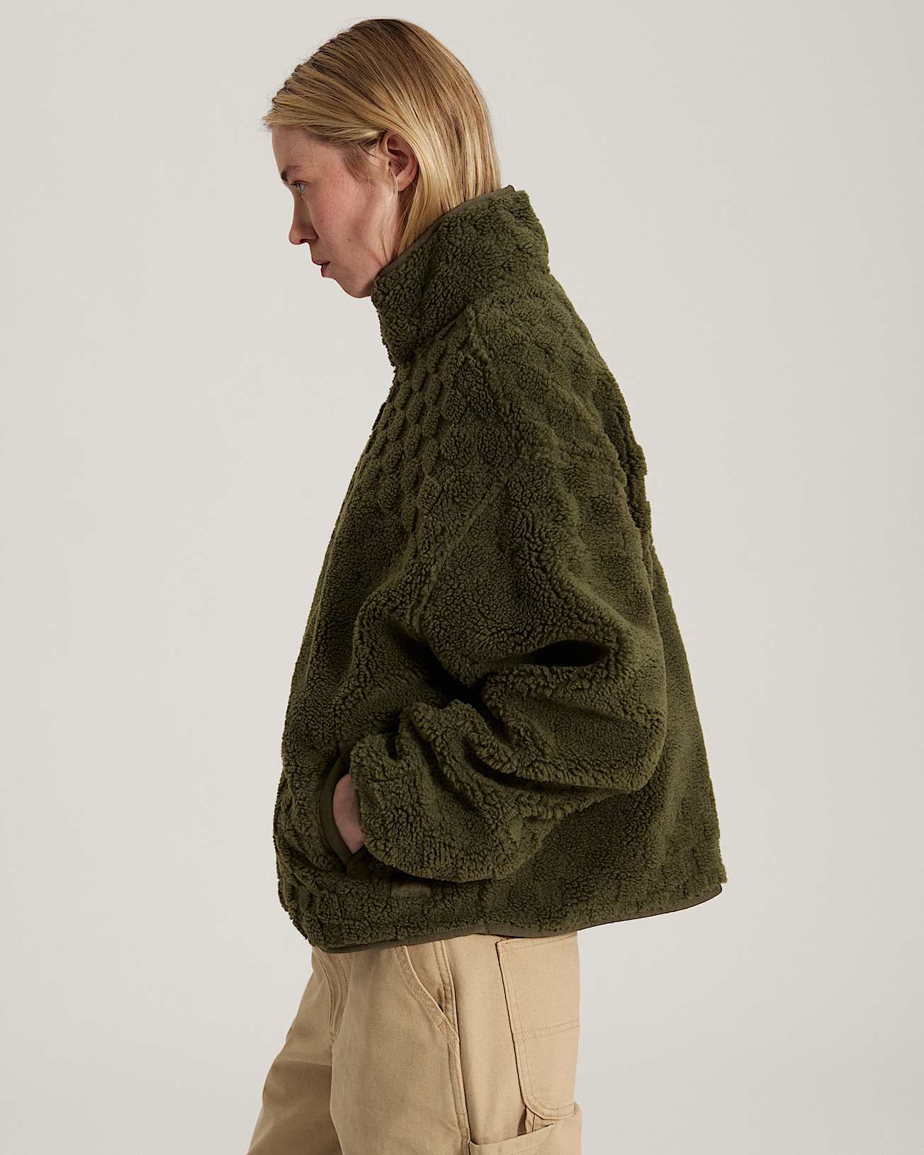 Queens High Pile Jacket Mossy Olive VANS Vert ALT4