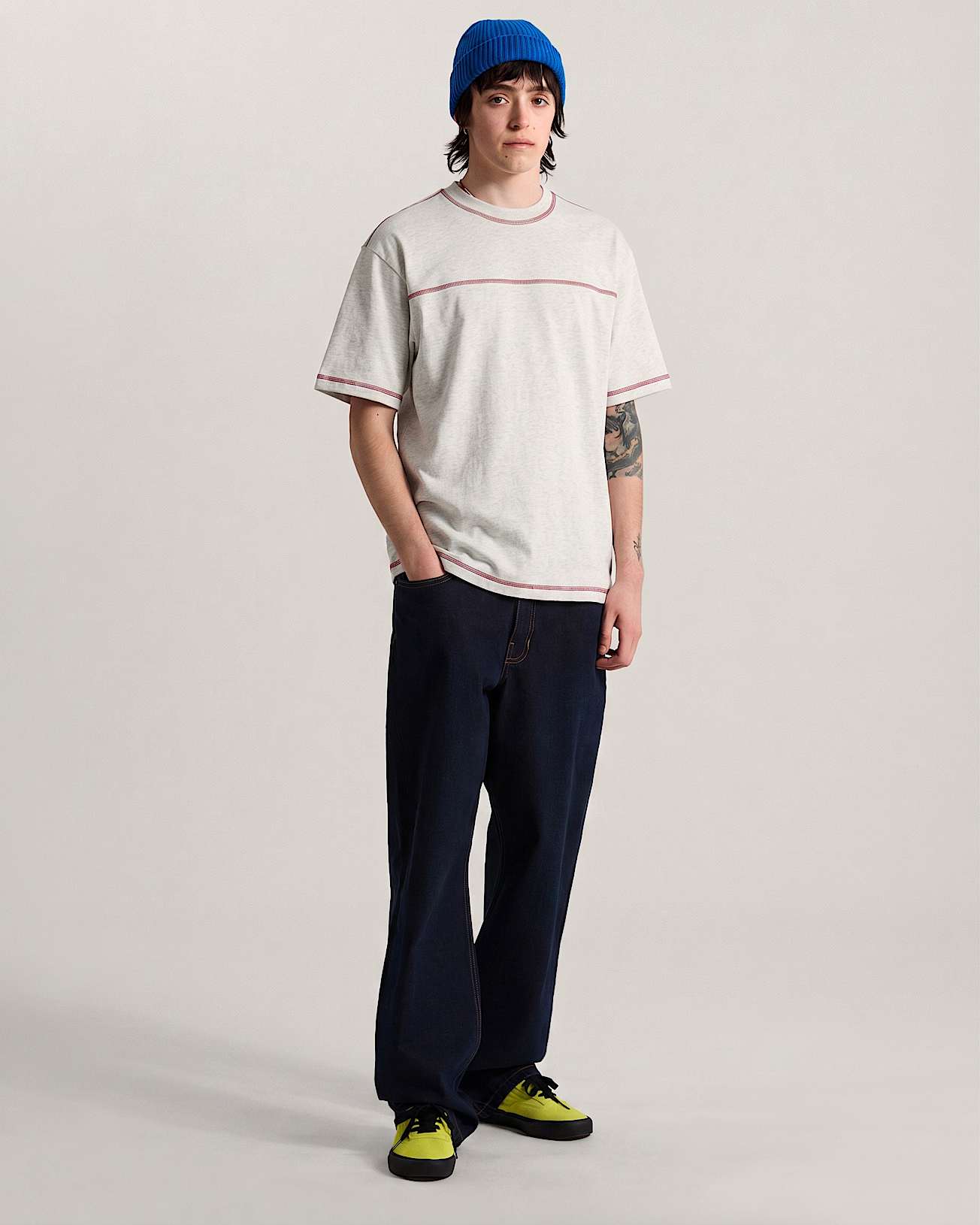 Contrast Stitch Loose Fit SS Tee ASH HEATHER VANS Gris ALT4