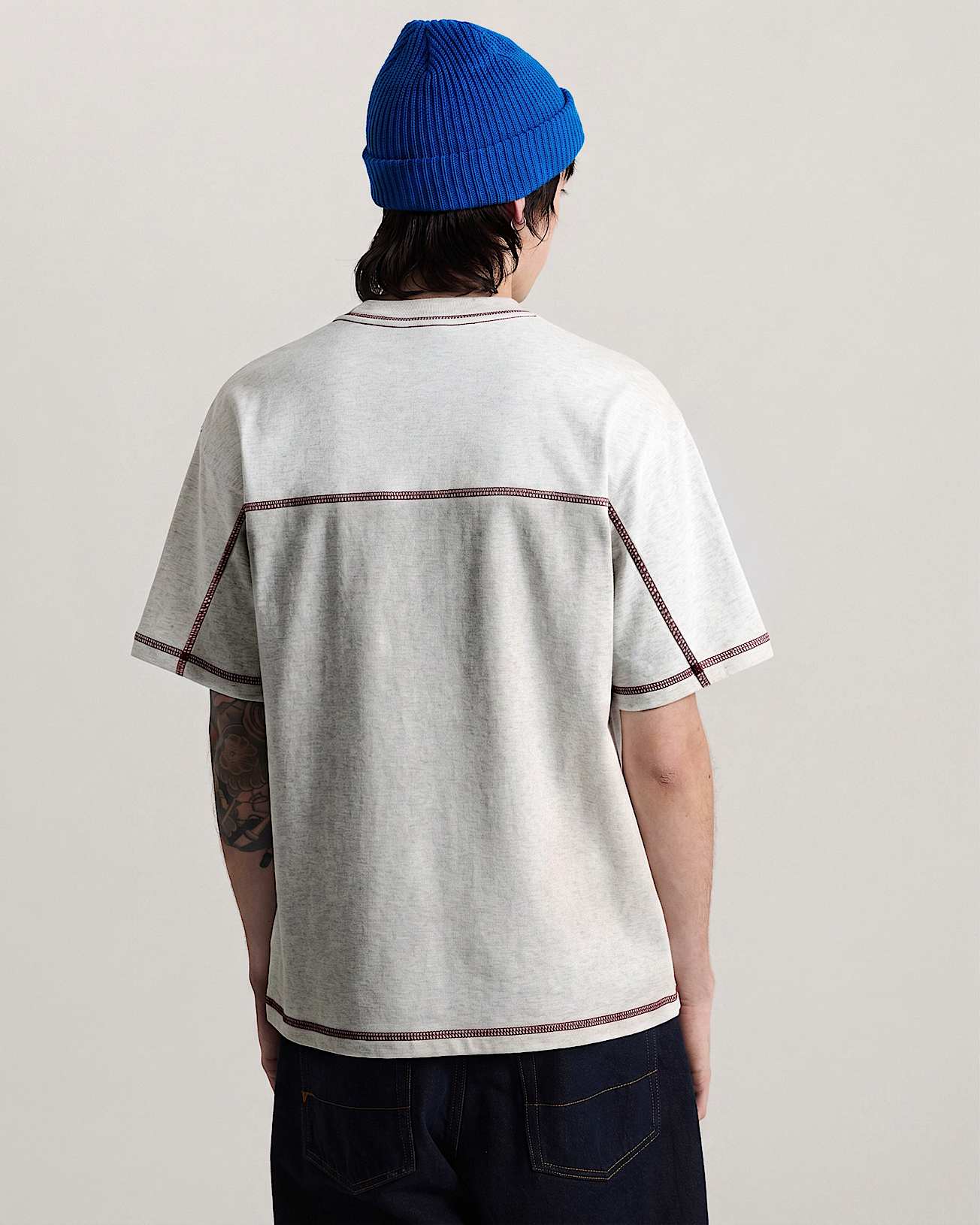 Contrast Stitch Loose Fit SS Tee ASH HEATHER VANS Grey ALT3