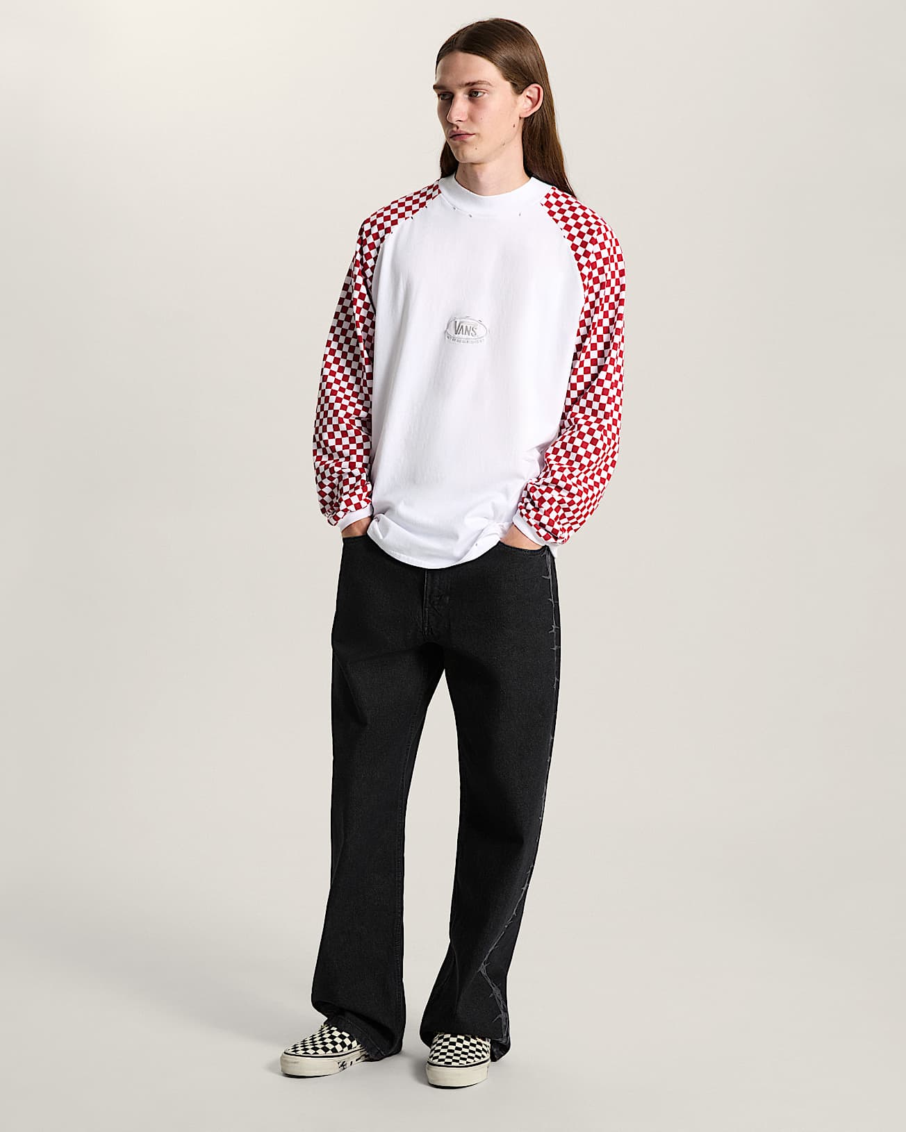 AOD by Slam Jam Racing Long Sleeve TShirt VANS Red ALT5