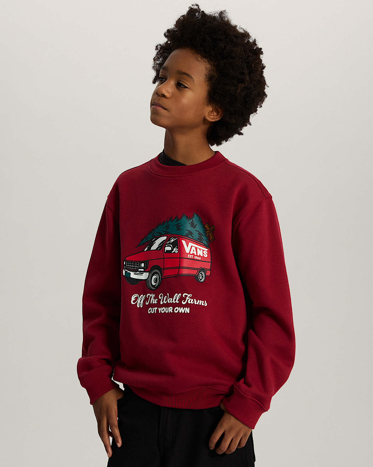Kids Cut Your Own Crew Sweatshirt 814 years VANS Burgundy ALT2