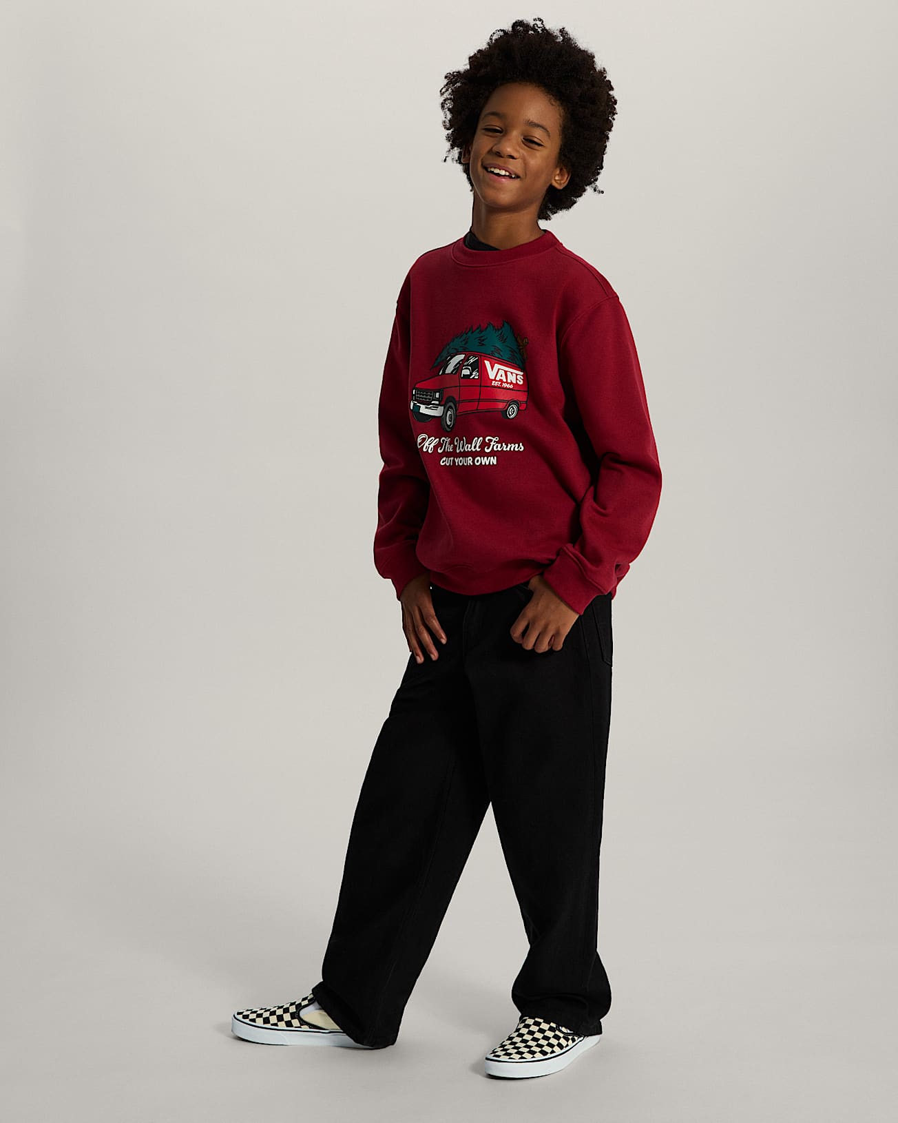 Kids Cut Your Own Crew Sweatshirt 814 years VANS Burgundy ALT5