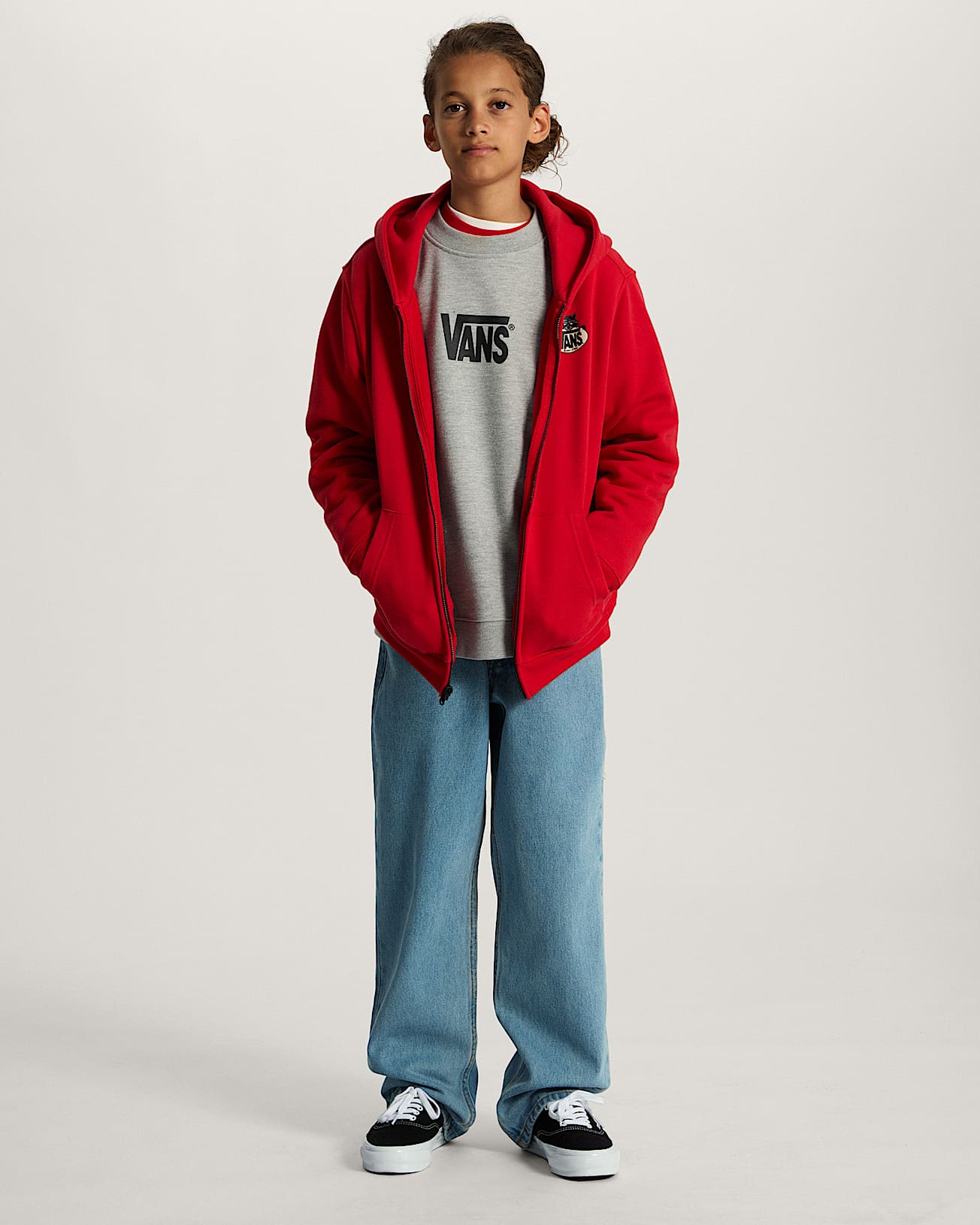 Sweat  capuche zipp Dumpster Raccoon Ado 814 ans VANS Rouge ALT5