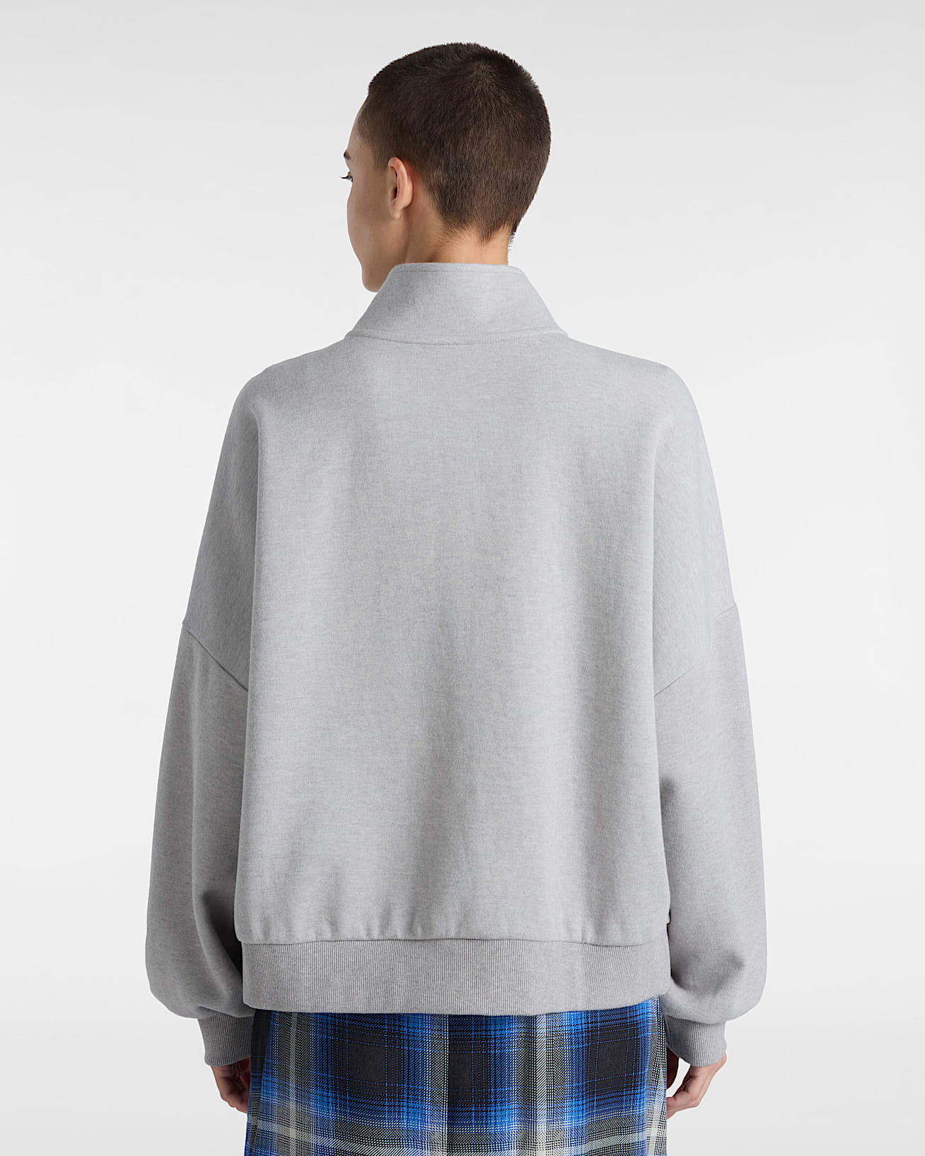 Elevated Double Knit Loose Mock Neck Sweatshirt in Grey| Vans SE