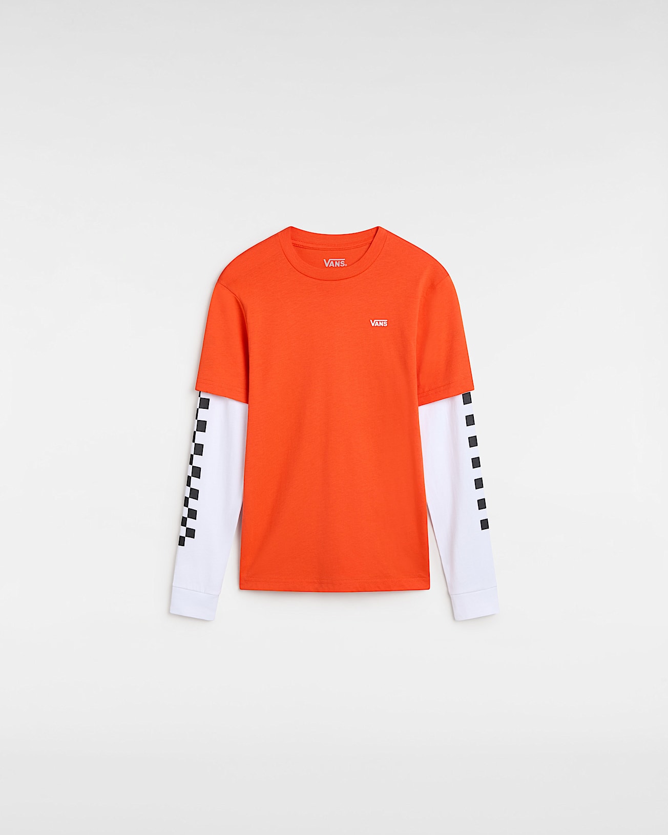 Kids Long Check Twofer T-Shirt (8-14 years) in Orange| Vans UK