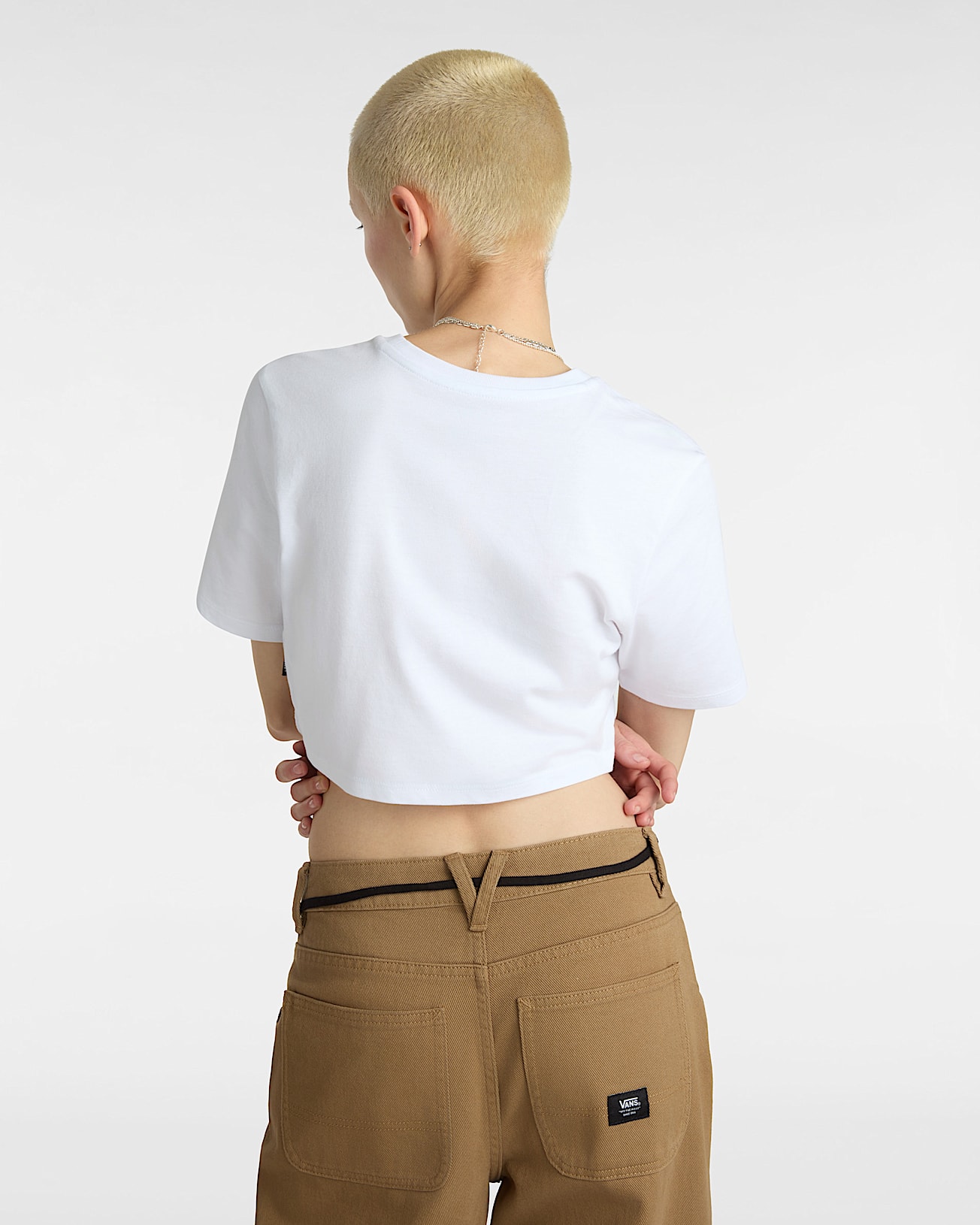 Flying V Crew Crop T-Shirt in White| Vans UK