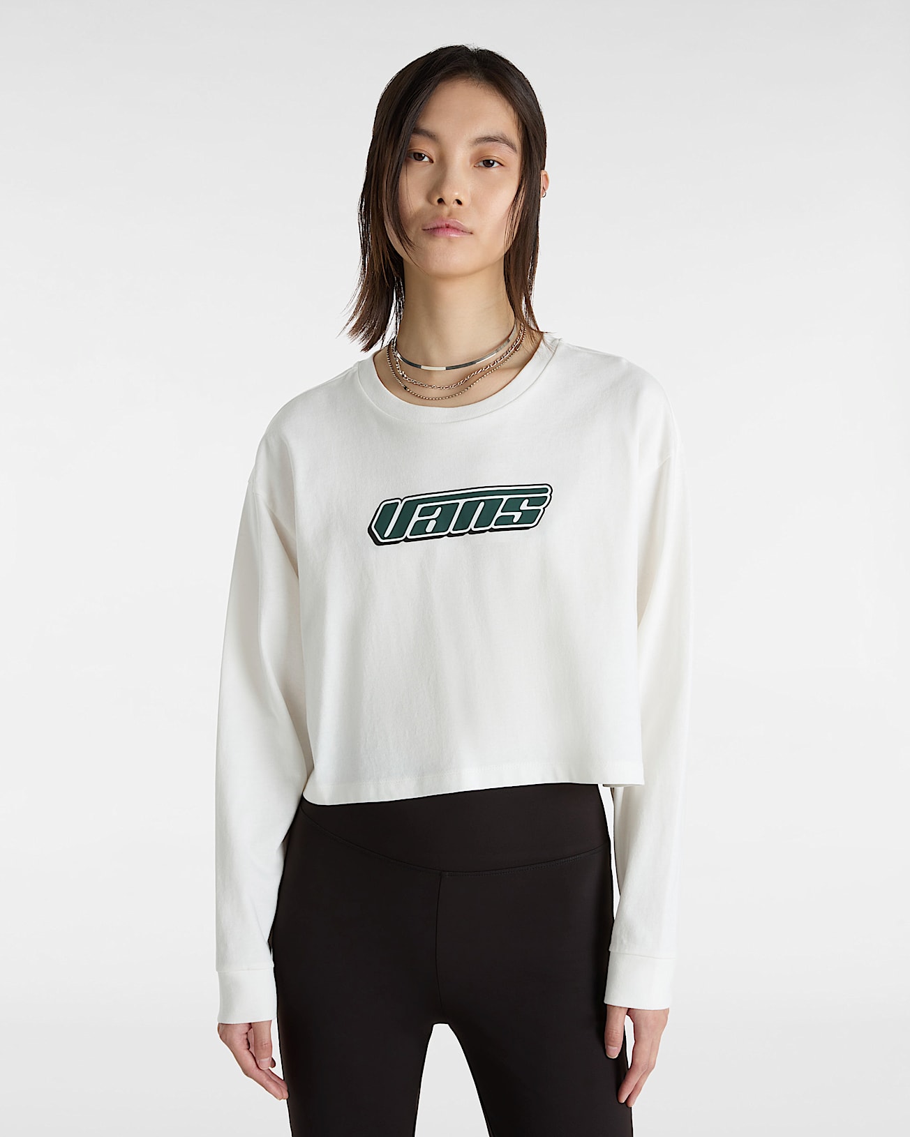 Retro V Hook and Loop Relaxed Crop Tee met lange mouwen - 3