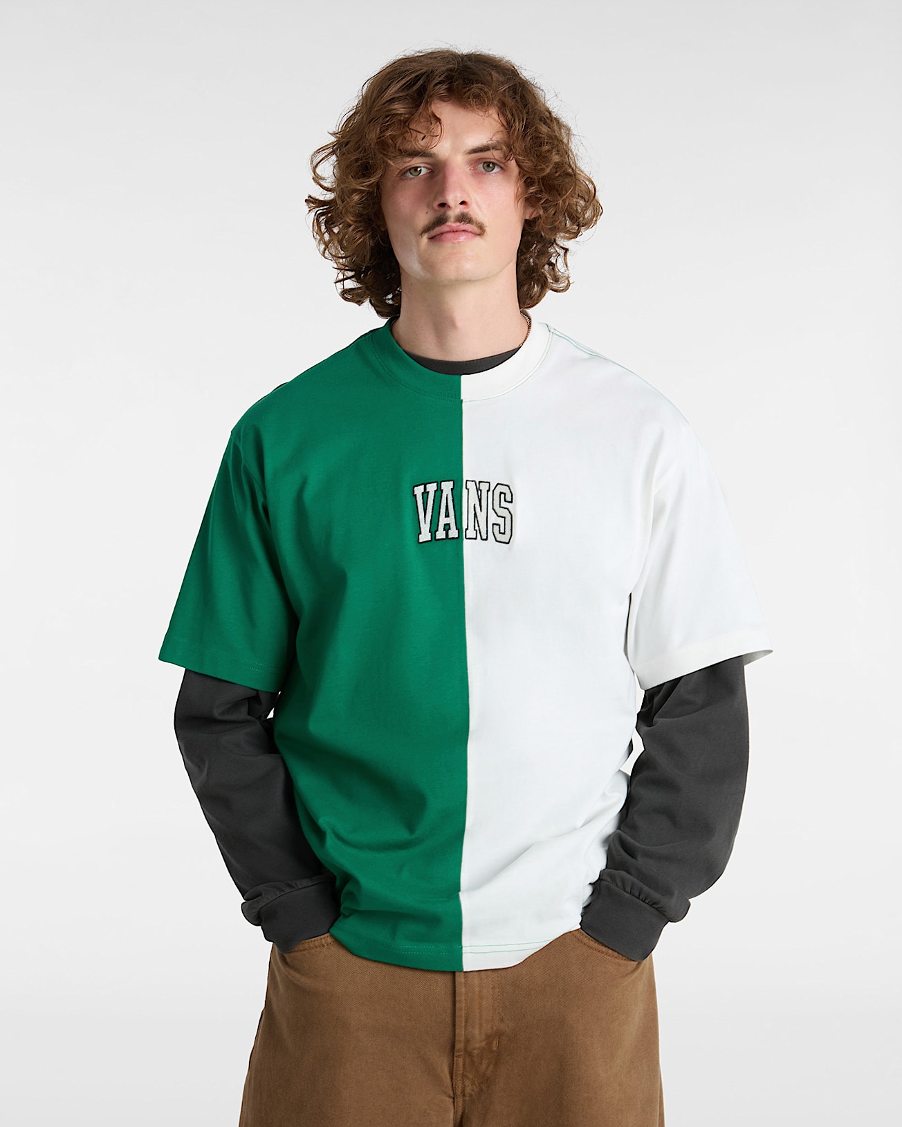 Logo Vintage Colorblock T-Shirt in White| Vans UK
