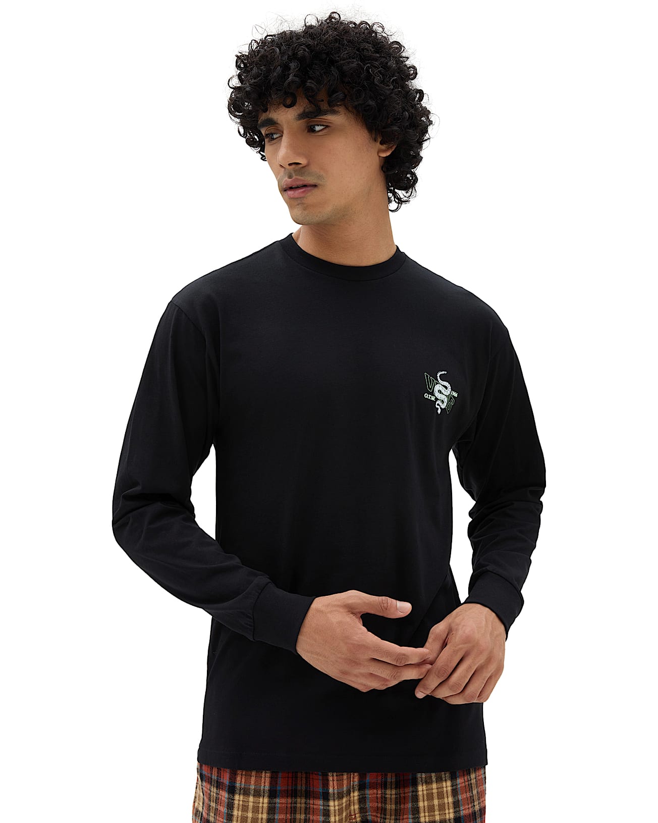 直営店に限定 Long Snake Distorted Sleeve UK Vans Black| in T-Shirt トップス