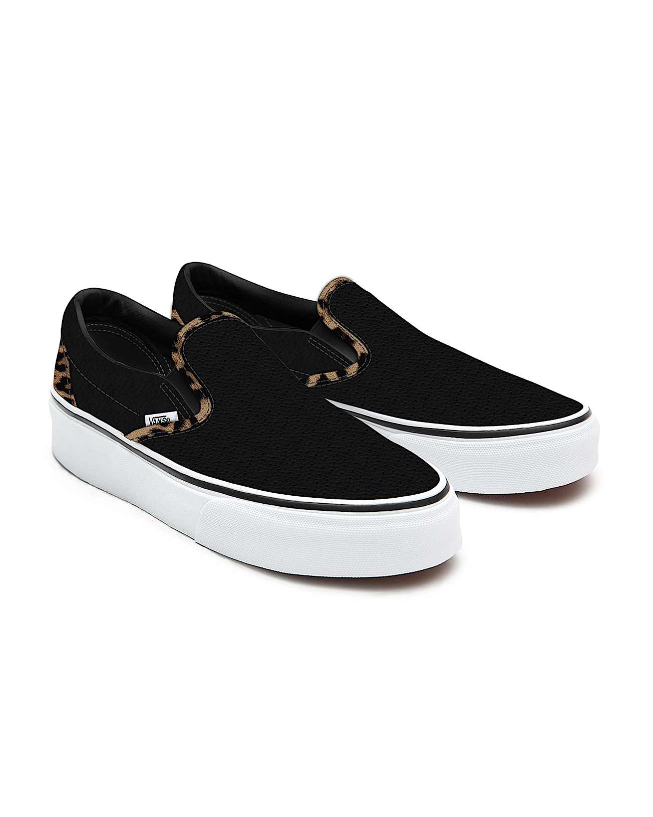 Customs Black Leather Leopard Slip-On Platform - 1