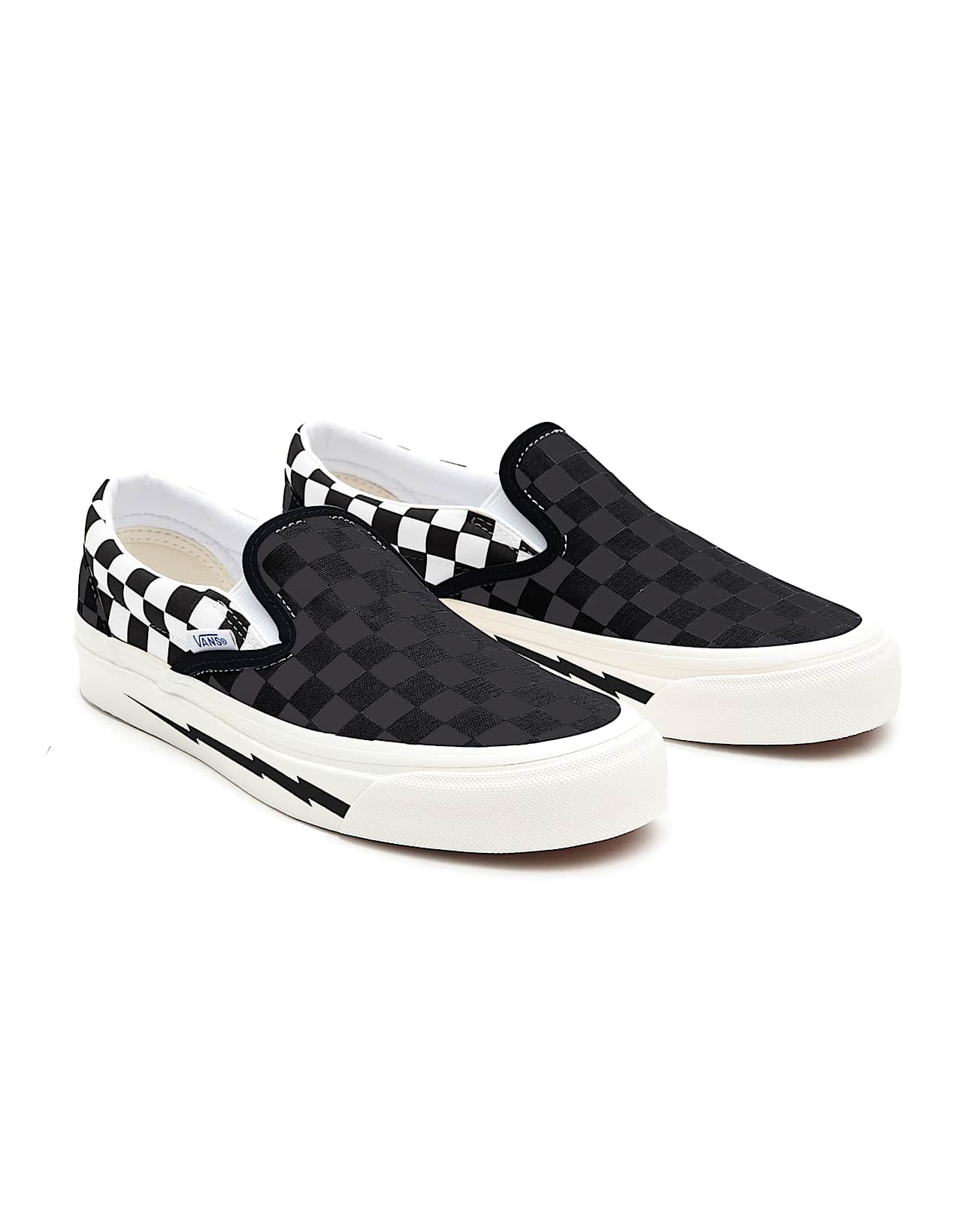 Customs Checkerboard Lighting Bolt Slip-On Wide Fit
