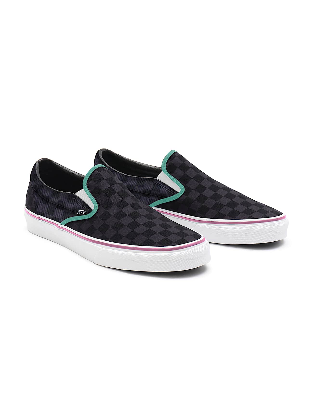 Black Checkerboard Slip-On Personalizadas Anchas - 1