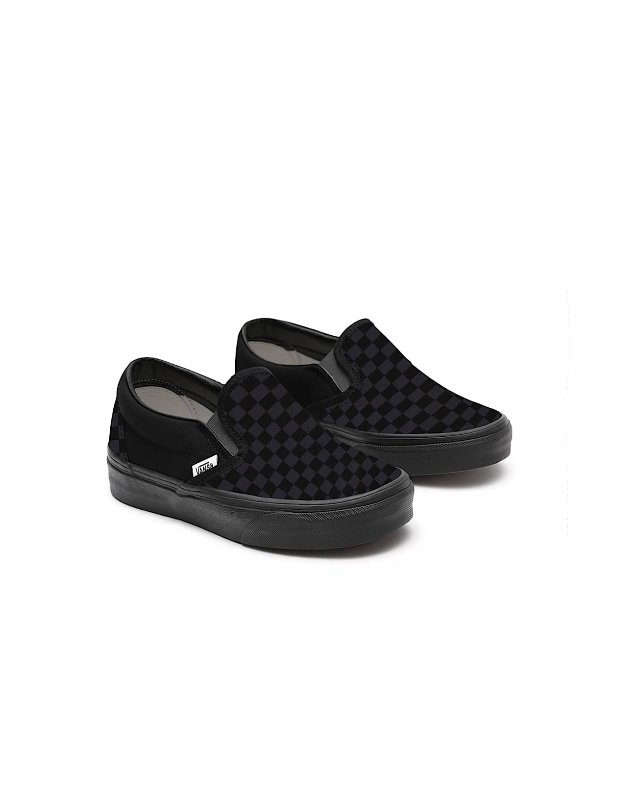 Toddler Customs Total Black Checkerboard Slip-On Shoes (1-4 years) - 1