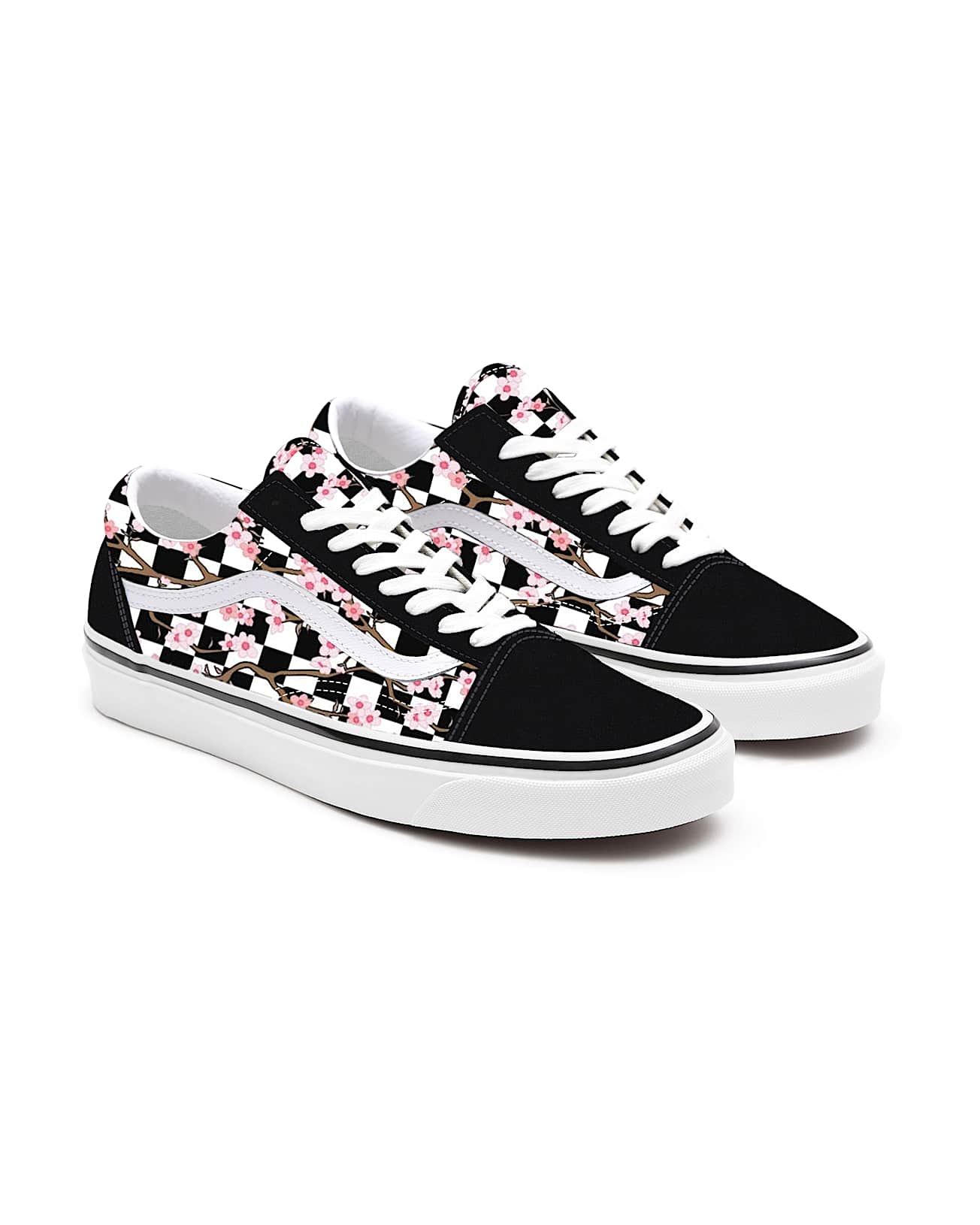 Customs Cherry Blossom Checkerboard Old Skool in Multicolour