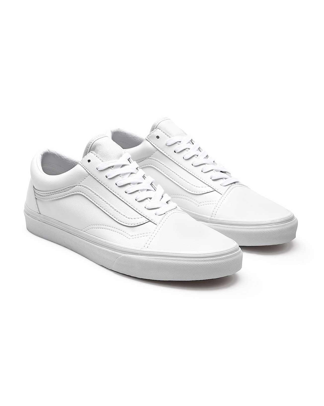 Customs Total White Leather Old Skool Wide Fit - 1