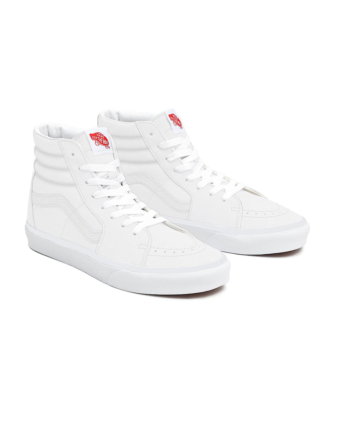 Total White Leather Sk8-Hi personalizzate a calzata ampia - 1