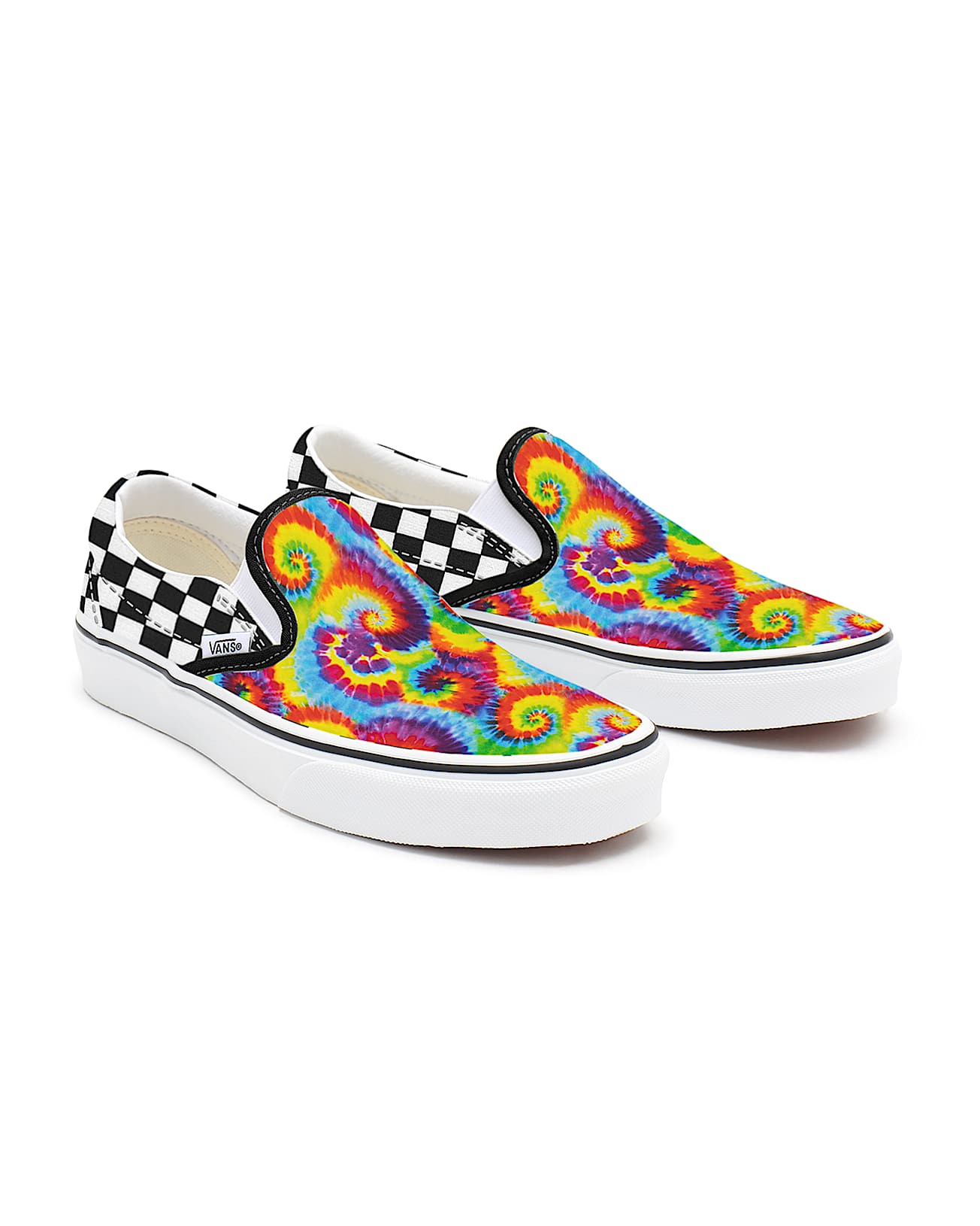 【関税込】VANS Rainbow Tie Dye Slip-On カスタム ユニセックス Customs Rainbow Tie Dye Checkerboard Slip-on in Multicolour