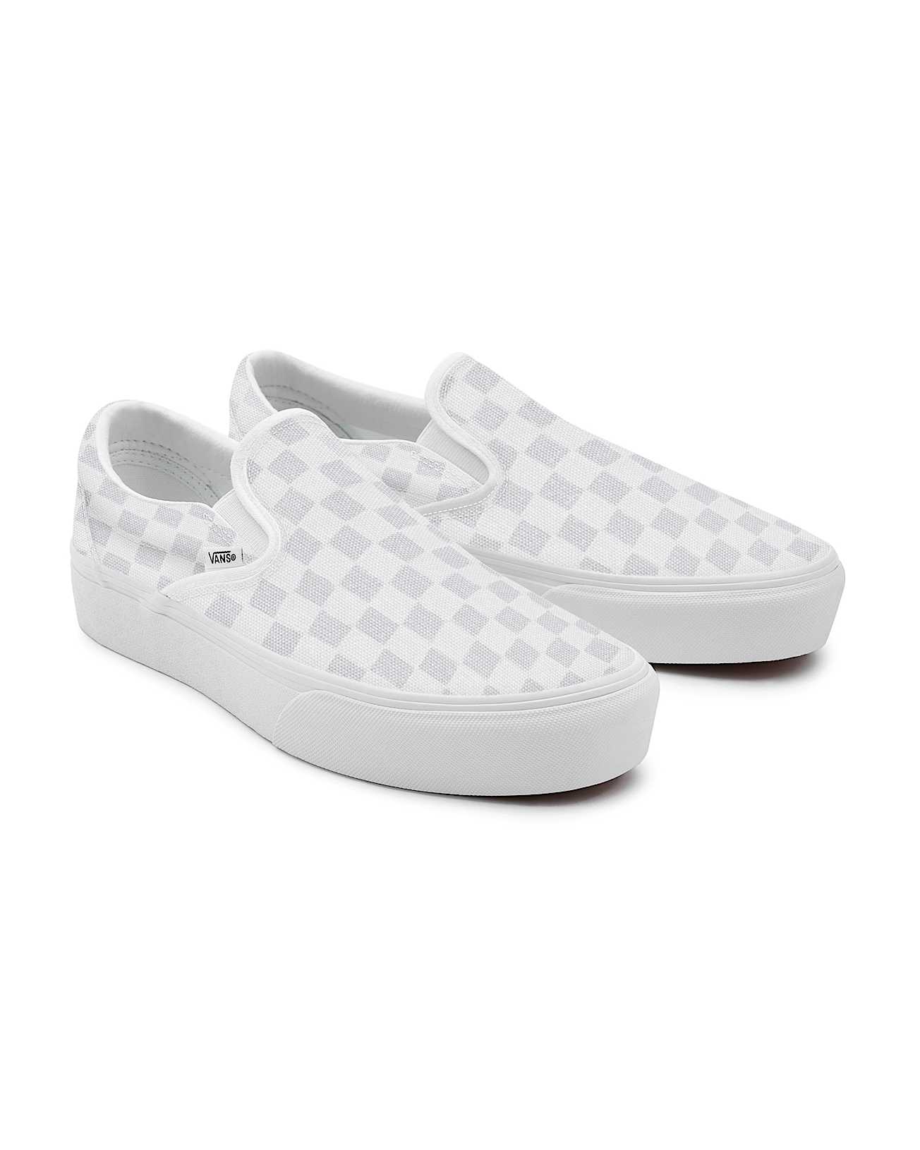 White Checkerboard Slip-On Platform personalizadas - 1