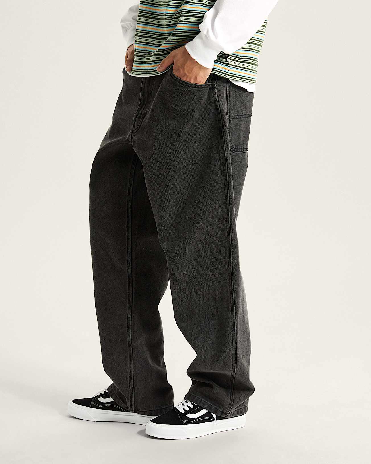 Pantalones Vaqueros Hip Hop Skate - Negro - Talla 32 - Fabricado En Italia