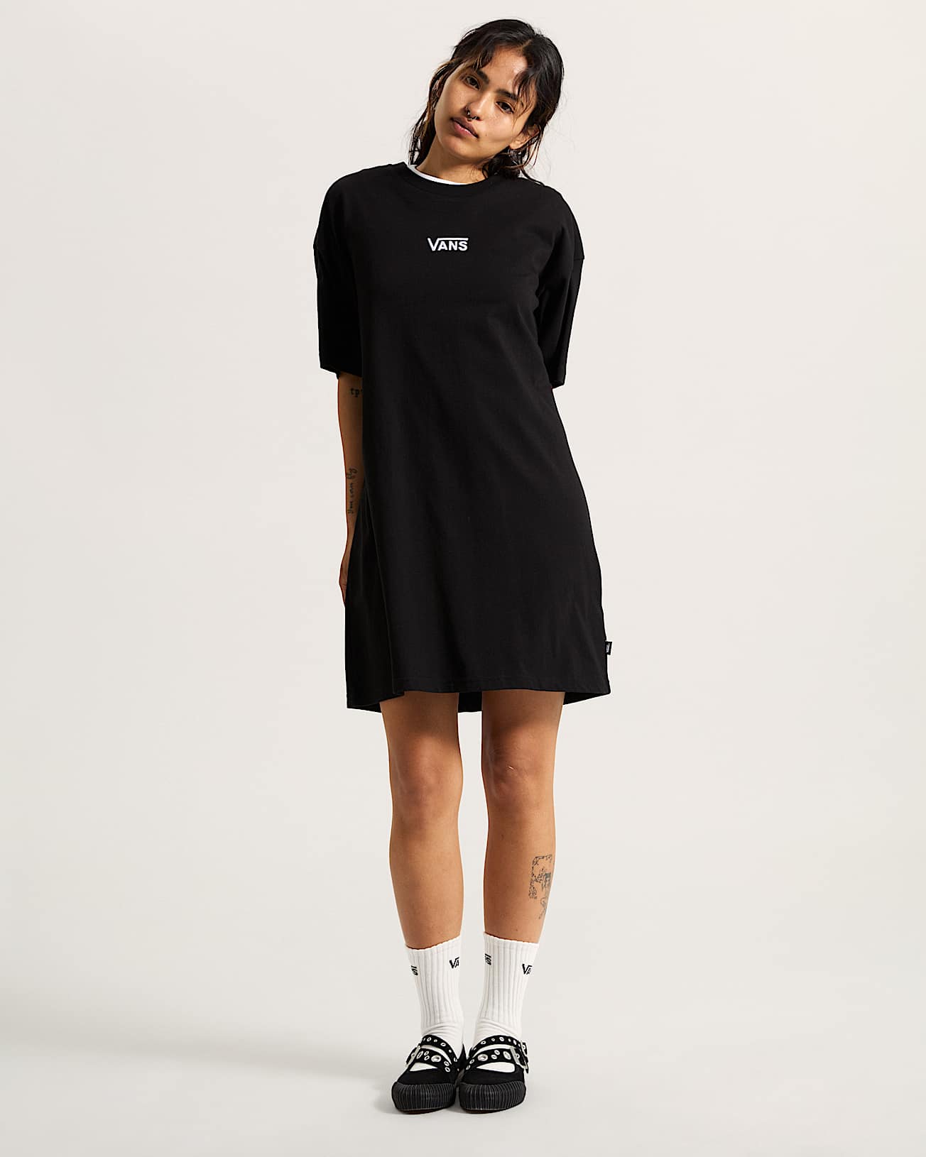 THEREDTHREAD S stamp tee dress黒 THEREDTHREAD / ザレッドスレッド】S stamp tee dress