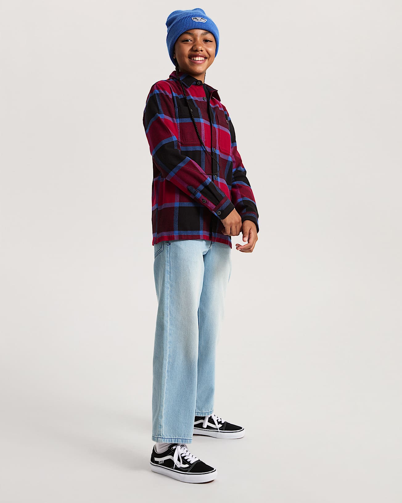 Kids Larkspur Flannel Shirt (8-14 Years) in Burgundy| Vans CZ