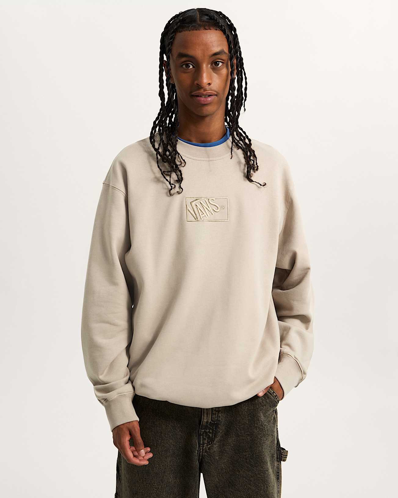 Blocked Box Crew Sweatshirt in Beige| Vans UK
