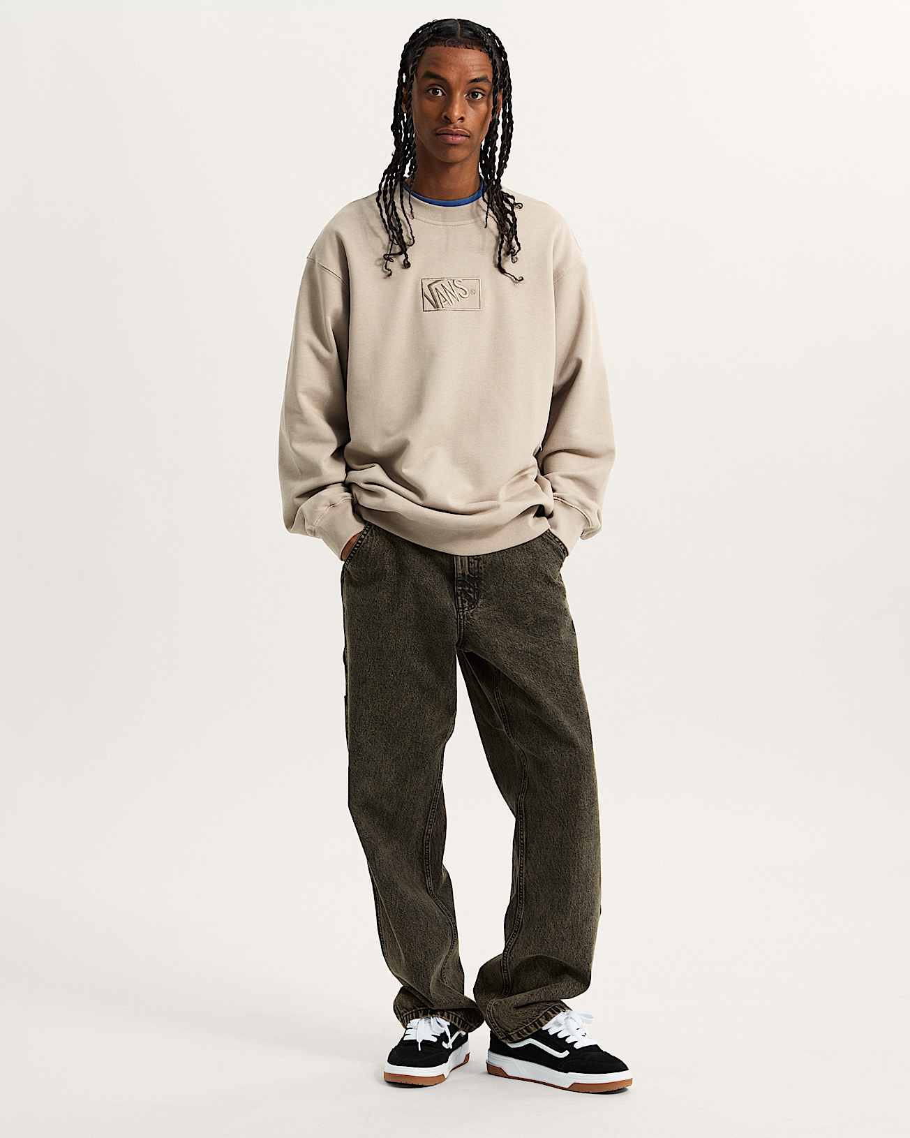 Blocked Box Crew Sweatshirt in Beige| Vans UK