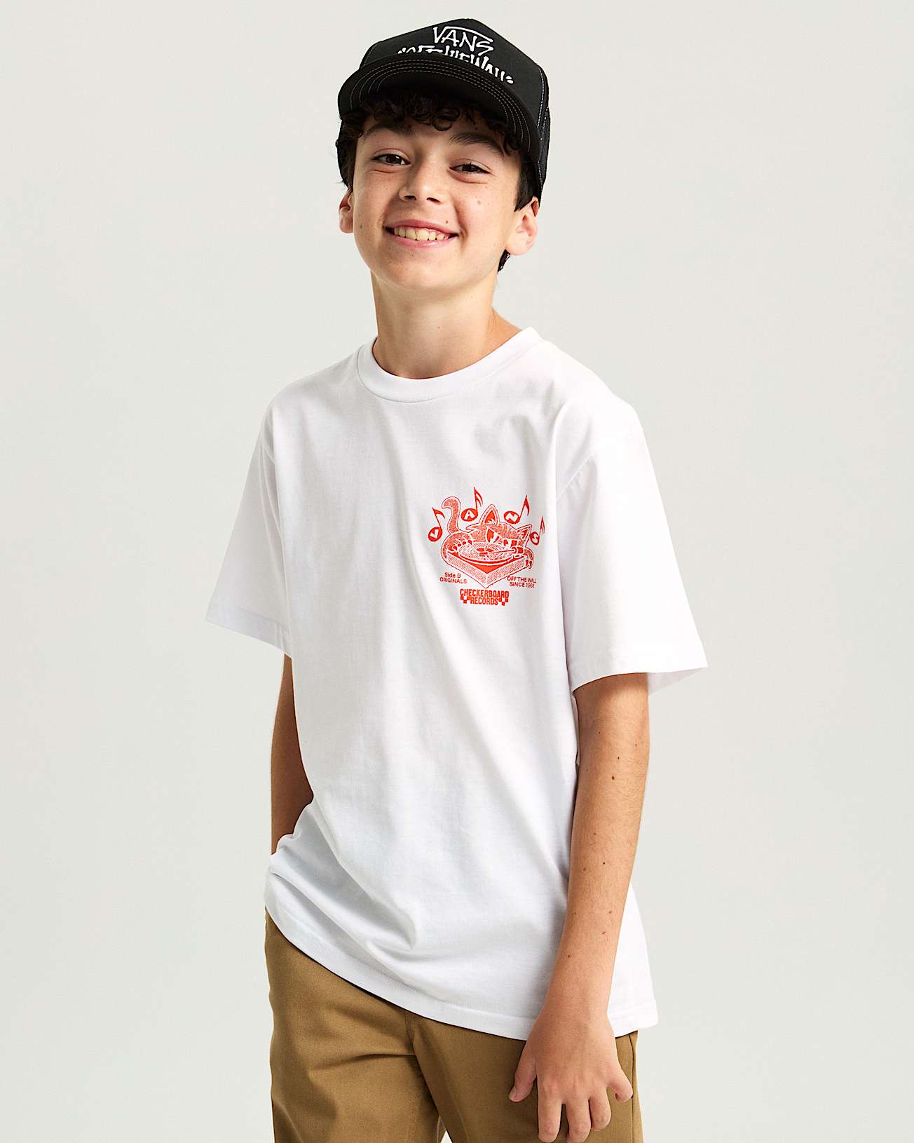Kids Scratched Records T-Shirt (8-14 Years) in White| Vans SE